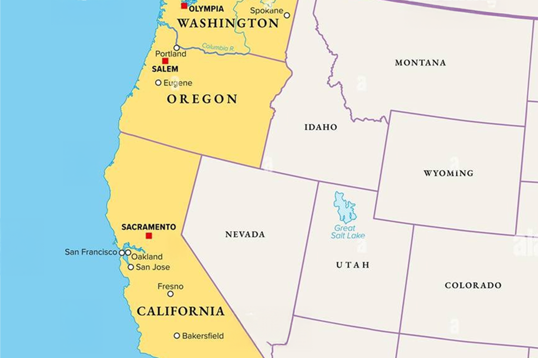 Mapa West Coast